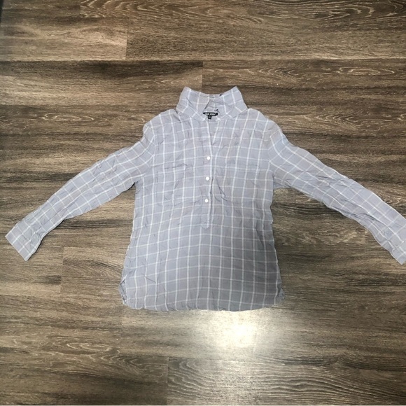 Dear John Light Blue/Gray Plaid Button Down Tunic Shirt - 100% Lyocell - Size S - Picture 2 of 6